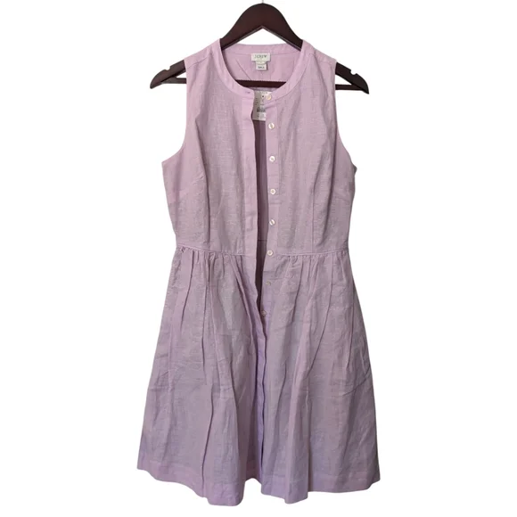 J. Crew Shirt-Dress in Vintage lilac Linen-Cotton Dress Size 4 NWT Style L6939 - Picture 4 of 7